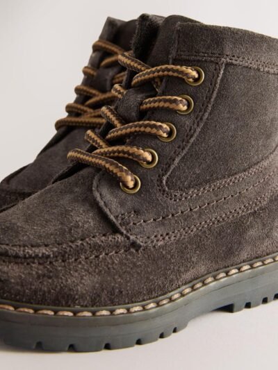 Chocolate Brown Suede Lace-Up Boots