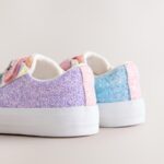 Multi Rainbow Glitter Standard Fit (F) Chunky Trainers With Touch Fastening