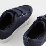 Navy Canvas Wide Fit (G) Two Strap Touch Fastening Trainers