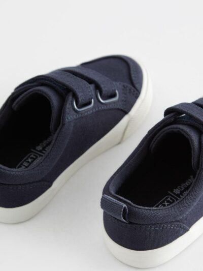 Navy Canvas Wide Fit (G) Two Strap Touch Fastening Trainers