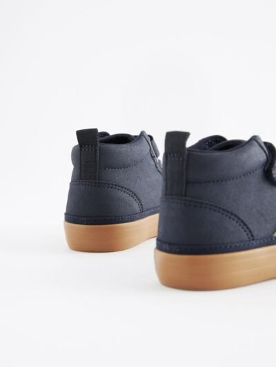 Navy Blue Wide Fit (G) Elastic Lace Touch Fastening Chevron Boots