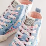 Denim Blue Rainbow Standard Fit (F) High Top Trainers