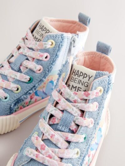 Denim Blue Rainbow Standard Fit (F) High Top Trainers