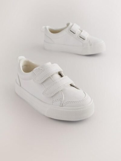 White Wide Fit (G) Two Strap Touch Fastening Trainers