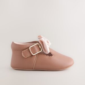 Tan Baby T Bar Bow Shoes