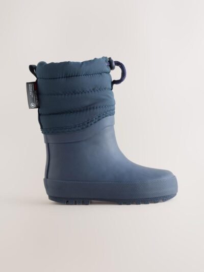 Blue Navy Quilted Cuff Wellies