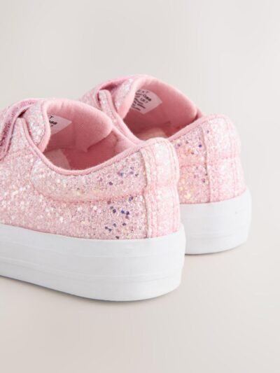 Pink Glitter Standard Fit (F) Chunky Trainers With Touch Fastening