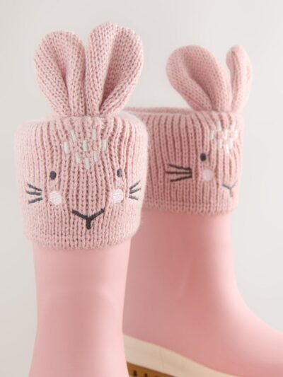 Pink Bunny Lined Cuff Wellies
