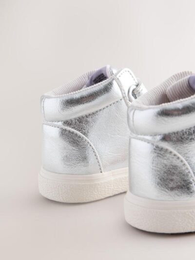 Silver Standard Fit (F) Touch Fasten High Top Trainers
