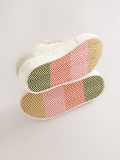 Sage Green Floral Standard Fit (F) Touch Fastening Trainers