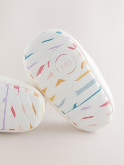 White Rainbow Touch Fasten Baby Trainers