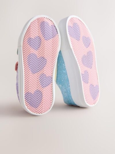 Multi Rainbow Glitter Standard Fit (F) Chunky Trainers With Touch Fastening