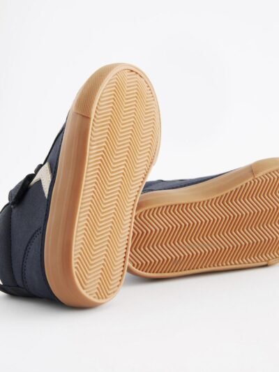 Navy Blue Wide Fit (G) Elastic Lace Touch Fastening Chevron Boots