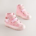 Pink Unicorn Touch Fastening High Top Trainers