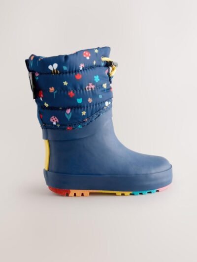 Navy Blue Thinsulate Lined Cuff Wellies