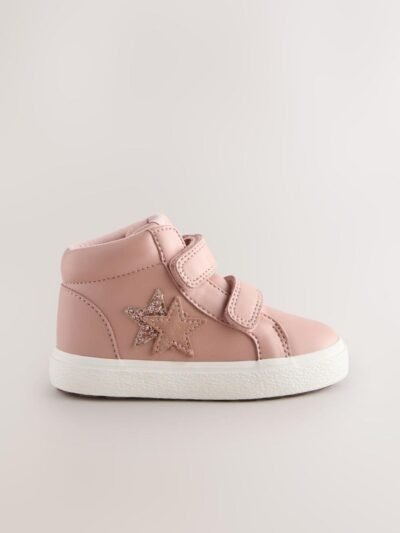 Pink Standard Fit (F) Touch Fasten High Top Trainers