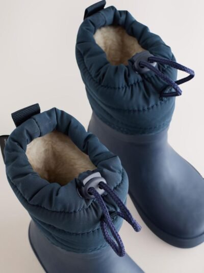 Blue Navy Quilted Cuff Wellies