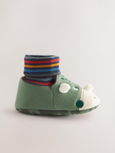 Green Dinosaur Baby Sock Top Boot Shoes