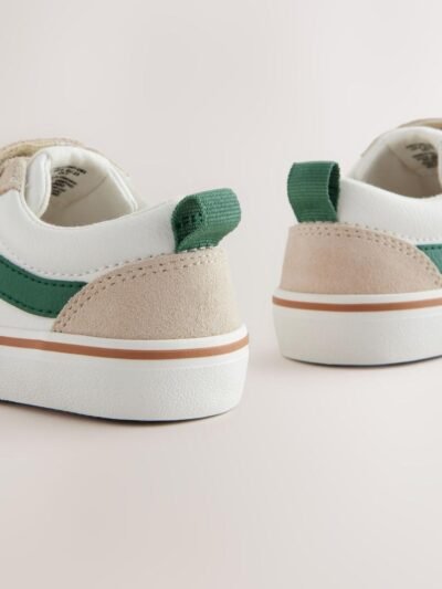 White/Green Standard Fit (F) Touch Fastening Skate Trainers