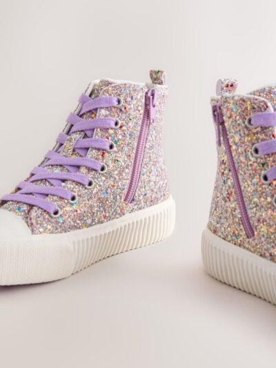 Multi Glitter Standard Fit (F) Lace-Up High Top Trainers