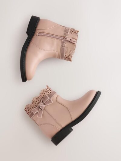 Mink Brown Chelsea Bow Ankle Boots