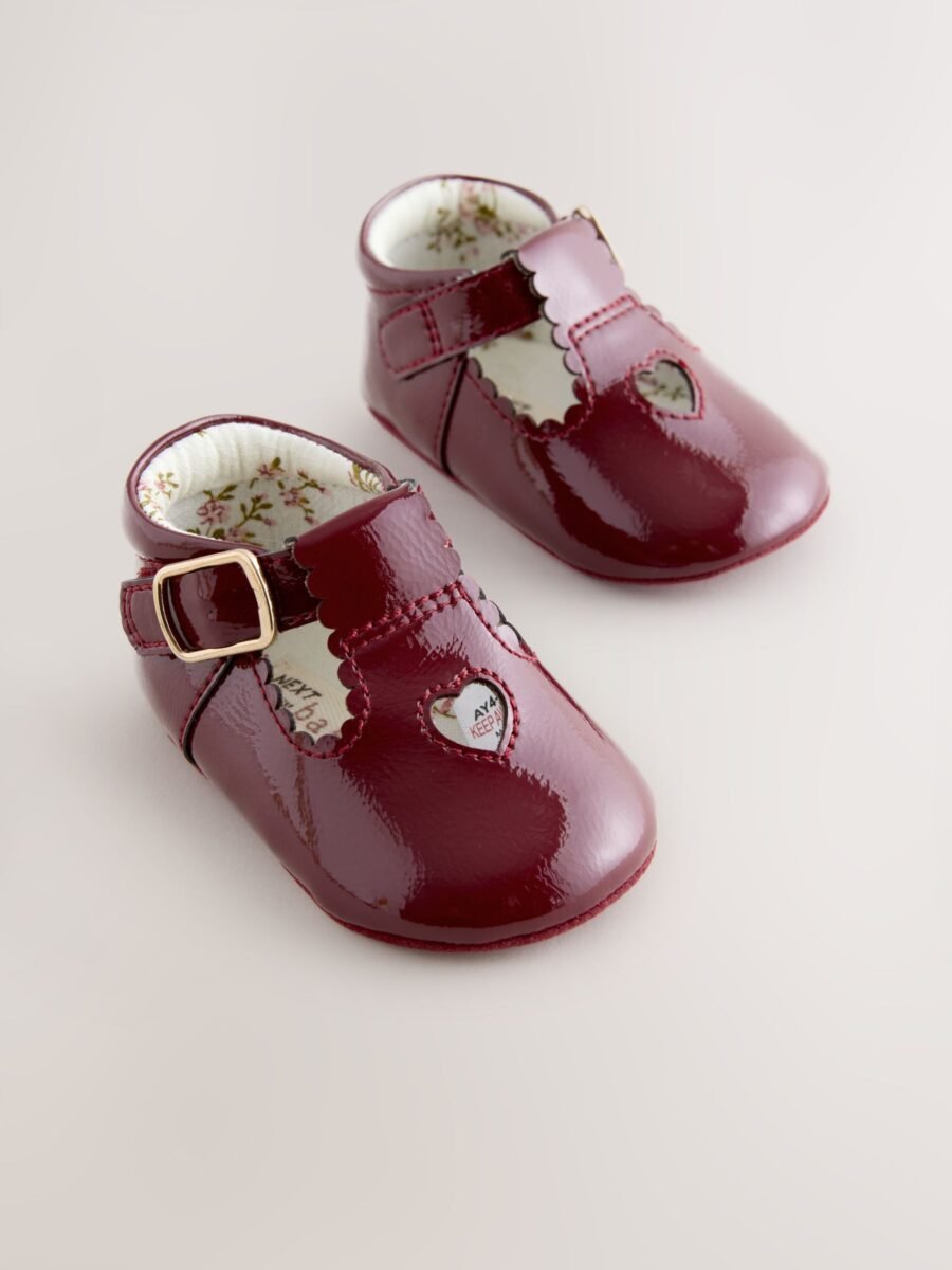 Burgundy Red Baby T Bar Shoes