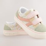 Sage Green Floral Standard Fit (F) Touch Fastening Trainers