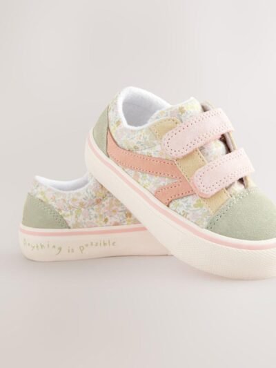 Sage Green Floral Standard Fit (F) Touch Fastening Trainers