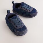Blue Navy Baby Elastic Lace Slip-Ons Trainers