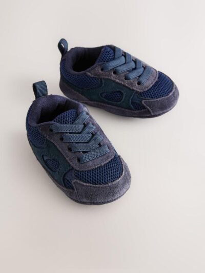 Blue Navy Baby Elastic Lace Slip-Ons Trainers