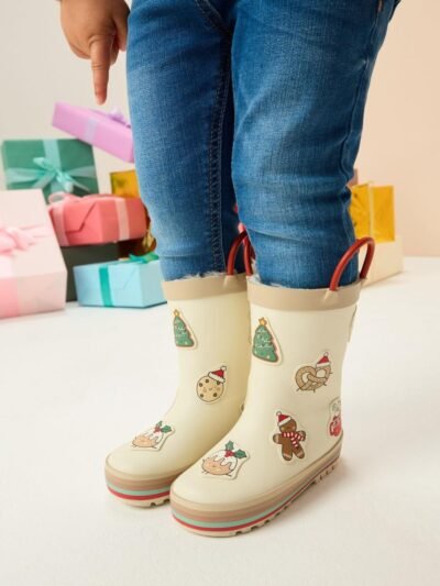 Neutral Christmas Handle Wellies