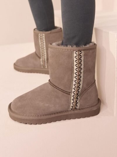 Mink Brown Water Repellent Suede Pull On Boots