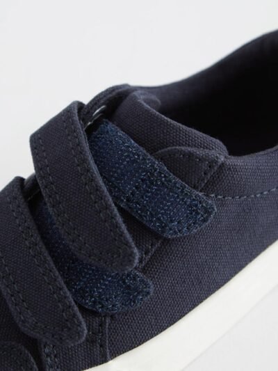 Navy Canvas Wide Fit (G) Two Strap Touch Fastening Trainers