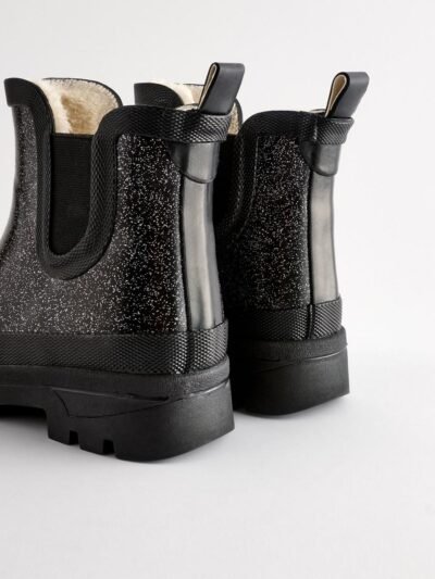 Black Glitter Chelsea Wellies