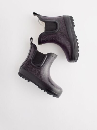Black Glitter Chelsea Wellies