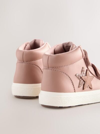 Pink Standard Fit (F) Touch Fasten High Top Trainers