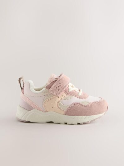Pink Standard Fit (F) Elastic Lace Touch Fasten Trainers