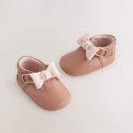 Tan Baby T Bar Bow Shoes