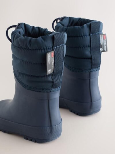 Blue Navy Quilted Cuff Wellies