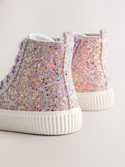 Multi Glitter Standard Fit (F) Lace-Up High Top Trainers