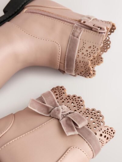 Mink Brown Chelsea Bow Ankle Boots