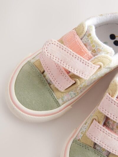 Sage Green Floral Standard Fit (F) Touch Fastening Trainers