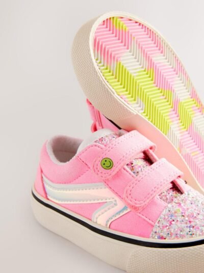 Pink Standard Fit (F) Touch Fastening Trainers