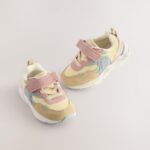 Multi Pastel Standard Fit (F) Elastic Lace Touch Fasten Trainers