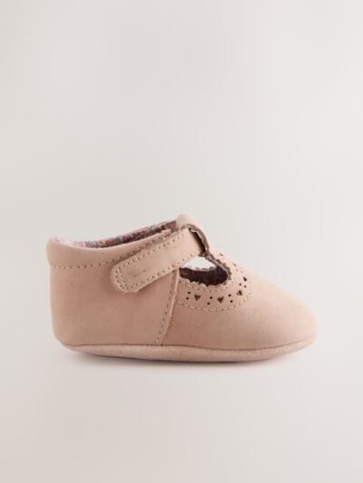 Tan Leather Baby T-Bar Shoes