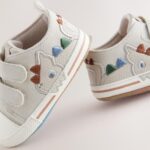Grey Dino Two Strap Baby Trainers