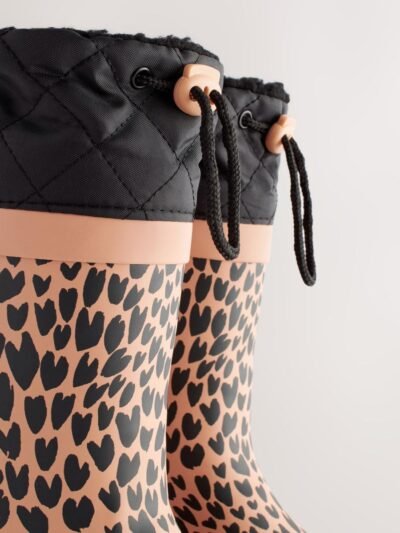 Brown Animal Print Cuff Wellies