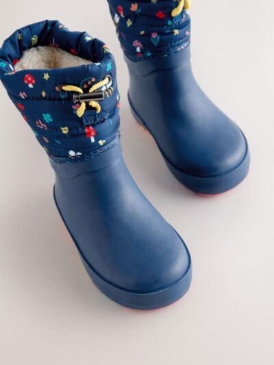 Navy Blue Thinsulate Lined Cuff Wellies