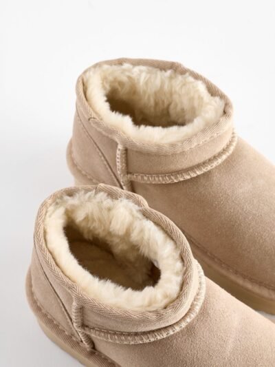 Neutral Standard Fit (F) Flatform Mini Warm Lined Water Repellent Suede Pull-On Boots