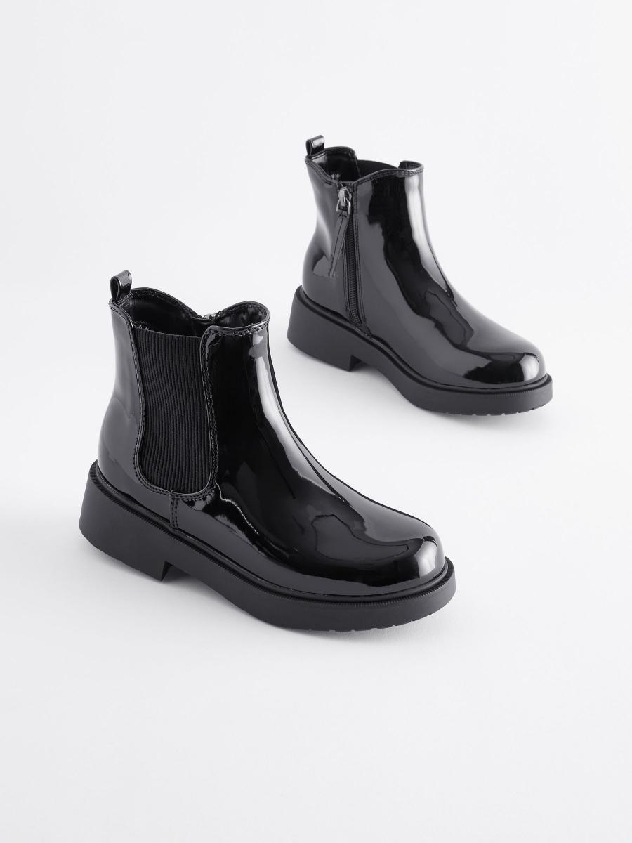 Black Patent Wide Fit (G) Chelsea Ankle Boots